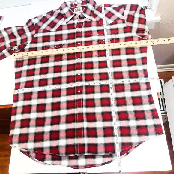 Men's Plaid Print Long Sleeve Pearl Snap Western Shirt Size XL - Picture 7 of 13